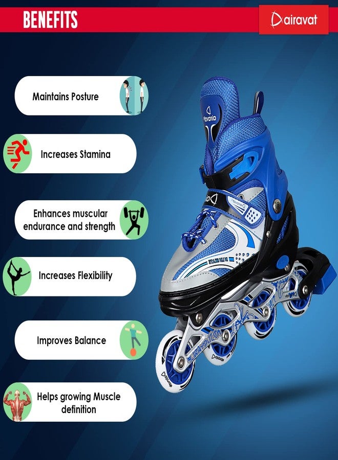 Airavat Roady Adjustable Inline Skates, Made of Aluminum, Outdoor Unisex Inline Skates, Size-Large (38-41), Color-Blue - Image 3