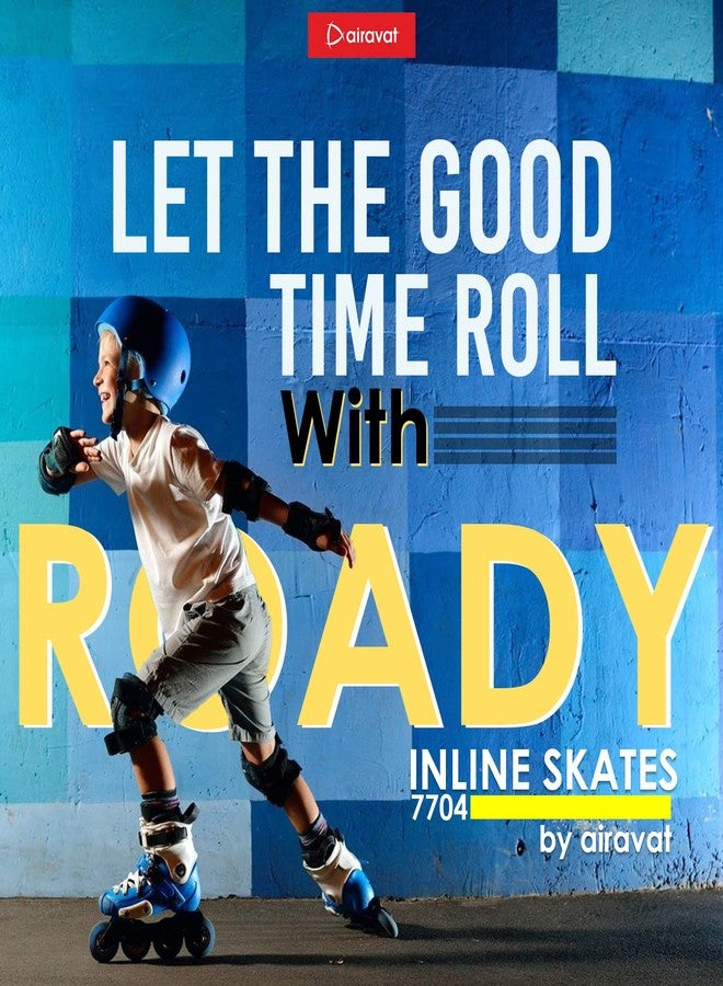 Airavat Roady Adjustable Inline Skates, Made of Aluminum, Outdoor Unisex Inline Skates, Size-Large (38-41), Color-Blue - Image 1