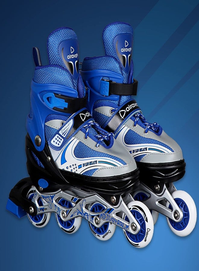 Airavat Roady Adjustable Inline Skates, Made of Aluminum, Outdoor Unisex Inline Skates, Size-Large (38-41), Color-Blue - Image 4