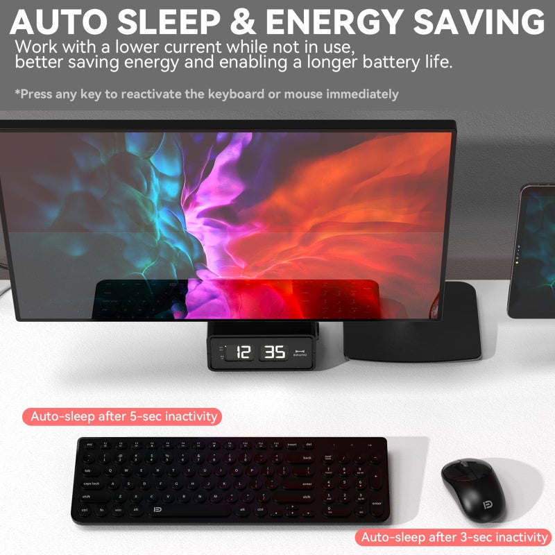 FD Wireless Keyboard and Mouse Combo, FD iK6630 2.4GHz Cordless Cute Round Key Set Smart Power-Saving Quiet Slim Combo for Laptop, Computer,TV and Mac - Image 4
