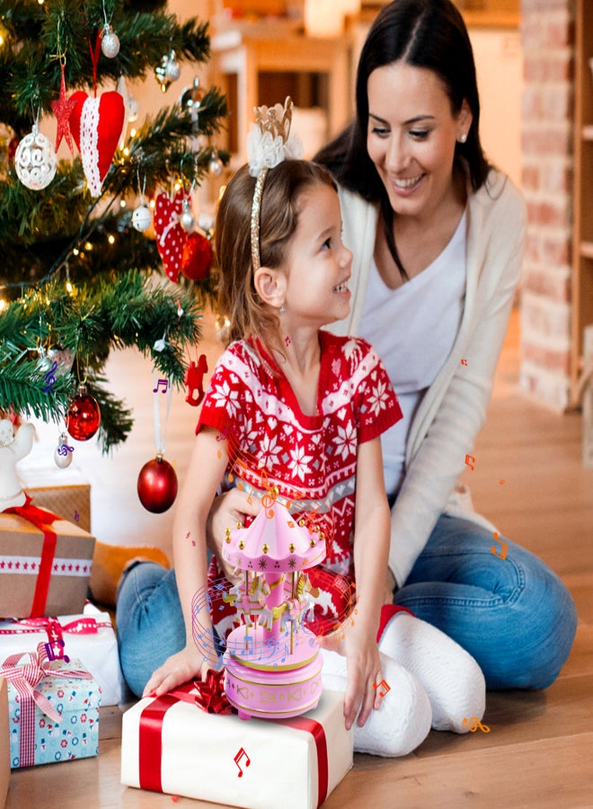 Carousel Music Box 4-Horse Rotating Baby Musical Toy Christmas Gifts Birthday Presents for Girls Kids Children Daughter Friends  - Image 5