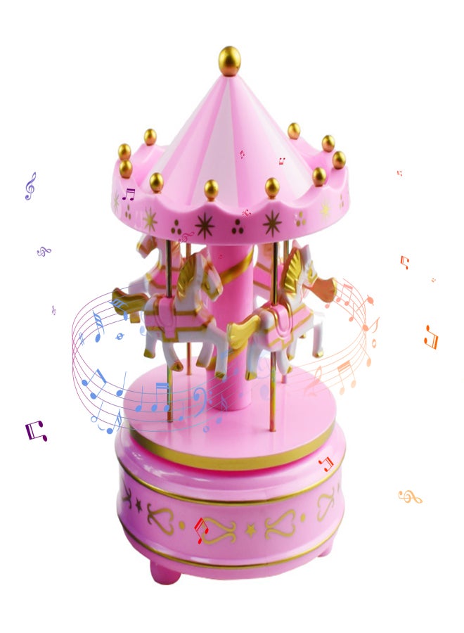 Carousel Music Box 4-Horse Rotating Baby Musical Toy Christmas Gifts Birthday Presents for Girls Kids Children Daughter Friends  - Image 1