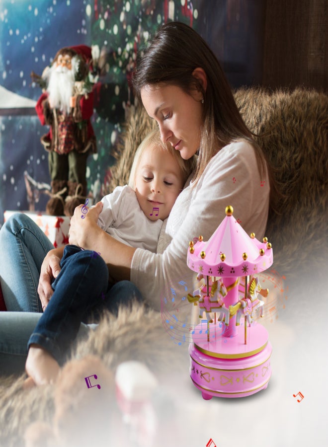 Carousel Music Box 4-Horse Rotating Baby Musical Toy Christmas Gifts Birthday Presents for Girls Kids Children Daughter Friends  - Image 4