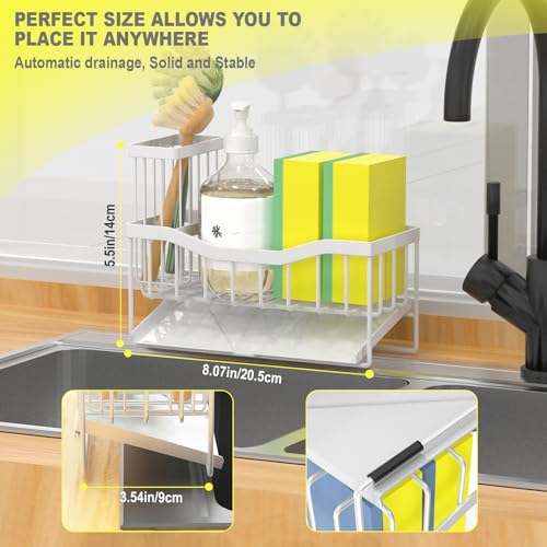 Fssvcd Maifan Sink Caddy Sponge Holder for Kitchen with Brush Holder and Stainless Steel Self Drain Tray, Rustproof Kitchen Sink Organizer for Sponge, Soap Dispenser Storage Accessories - Image 5
