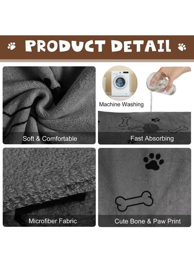 Chumia Chumia 4 Pcs Dog Towels for Drying Dog Puppy Bulk Microfiber Absorbent Paw Towel Pet Bathing Supplies Quick Drying for Medium Cats Pets Shower(24 x 40 Inch,Gray) - Image 3