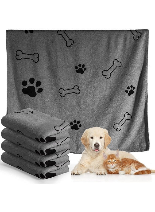 Chumia Chumia 4 Pcs Dog Towels for Drying Dog Puppy Bulk Microfiber Absorbent Paw Towel Pet Bathing Supplies Quick Drying for Medium Cats Pets Shower(24 x 40 Inch,Gray) - Image 1