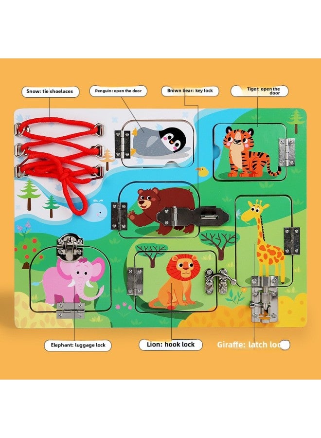 Toys CPC/CE Early Childhood Education Busy Board Explosions Montessori Unlock Board Life Educational Toys-Color:Animal Busy Board  - Image 1