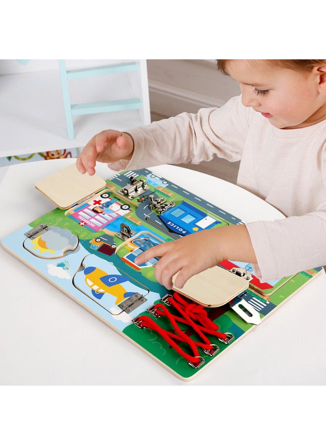 Toys CPC/CE Early Childhood Education Busy Board Explosions Montessori Unlock Board Life Educational Toys-Color:Animal Busy Board  - Image 4