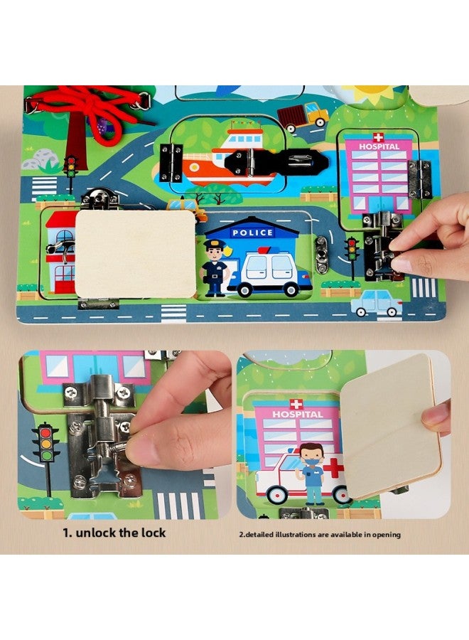 Toys CPC/CE Early Childhood Education Busy Board Explosions Montessori Unlock Board Life Educational Toys-Color:Animal Busy Board  - Image 3