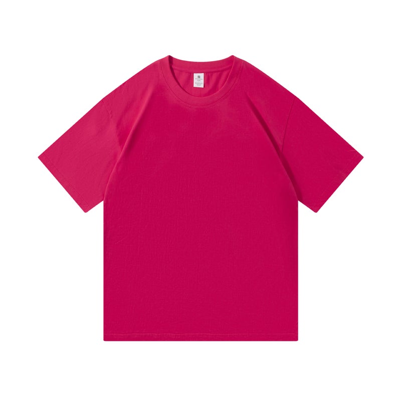 220G Combed Cotton Short-Sleeve Summer T-Shirt For Men, Loose Fit, Round Neck, Drop Shoulder, Solid Color Base Shirt For Women, Simple Style - Image 1