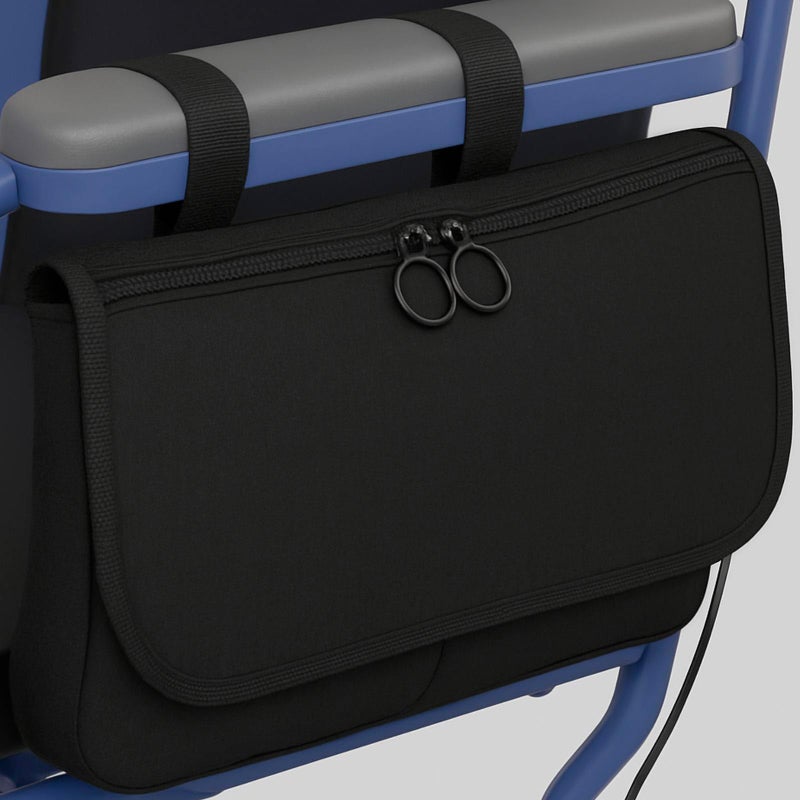 حقيبة حمل كرسي متحرك من فيف مع جيب لمسند الذراع لمشاة روليتور وكراسي كهربائية وسكوترات ركبة منظم تخزين جانبي لكبار السن البالغين باللون الأسود