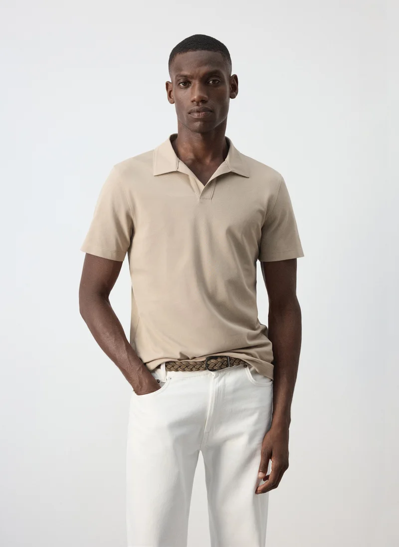 Slim Fit Cotton Blend Polo Shirt