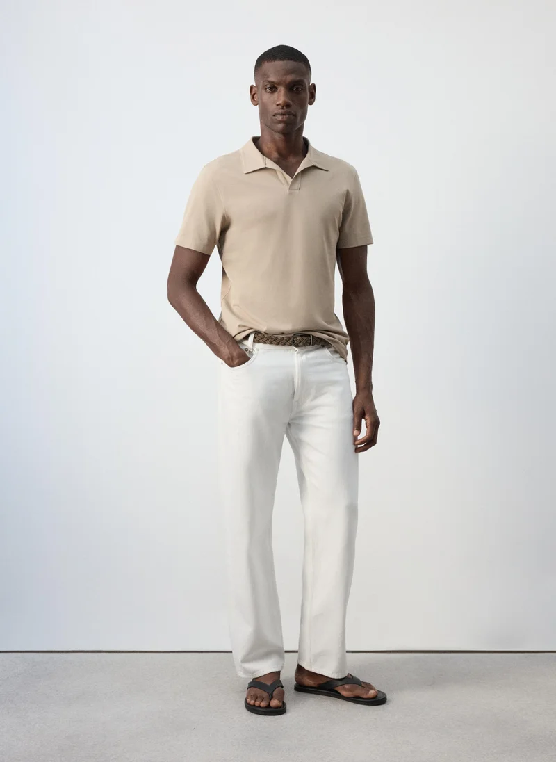 Mango Man 07-ARENA Slim Fit Cotton Blend Polo Shirt for Men | Best Price UAE