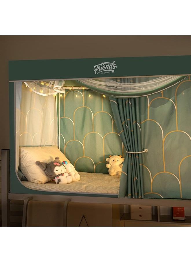 Bluejw - University Dormitory Upper And Lower Bed Curtain Single-person Fully Enclosed Student Shading Bed Curtain Mosquito Net Integrated Bracket Three-door - Image 1