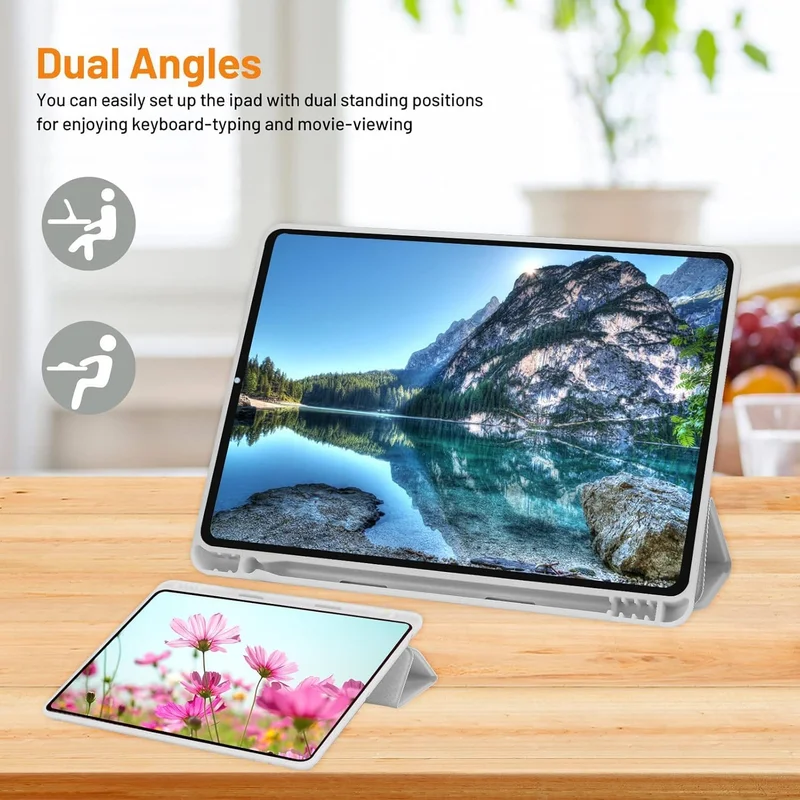 Bluepeak Grey iPad 10.2 Case Compatible with iPad 9th/8th/7th Generation – Trifold Stand Protective Cover with Pencil Holder, Auto Sleep/Wake, Smart Case - Grey  | Best Price UAE