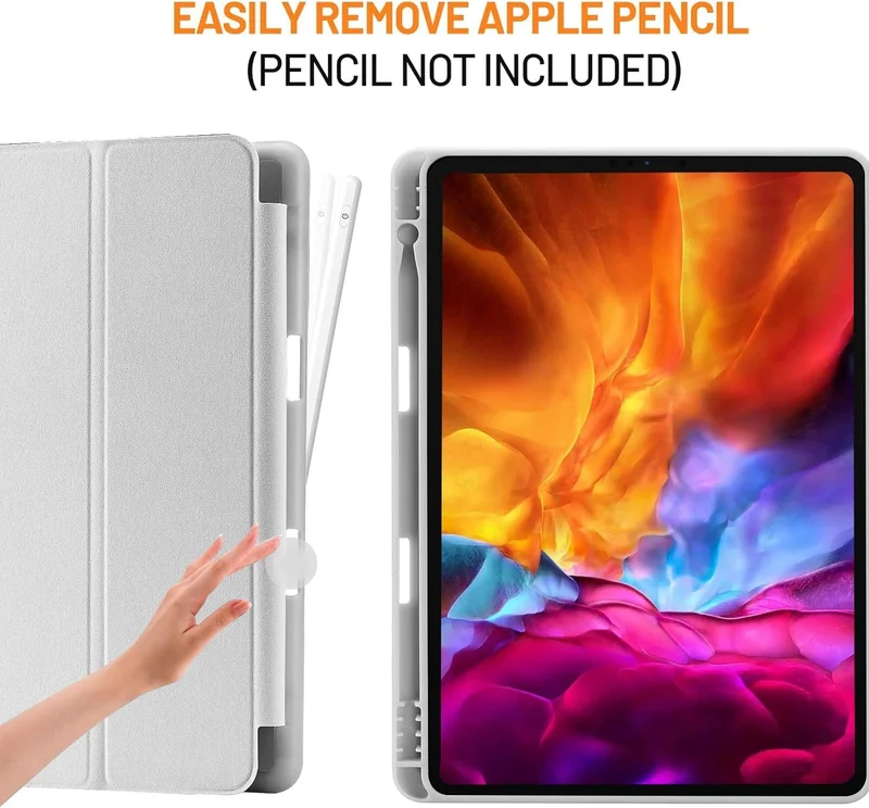 Bluepeak Grey iPad 10.2 Case Compatible with iPad 9th/8th/7th Generation – Trifold Stand Protective Cover with Pencil Holder, Auto Sleep/Wake, Smart Case - Grey  | Best Price UAE