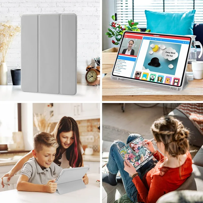 Bluepeak Grey iPad 10.2 Case Compatible with iPad 9th/8th/7th Generation – Trifold Stand Protective Cover with Pencil Holder, Auto Sleep/Wake, Smart Case - Grey  | Best Price UAE