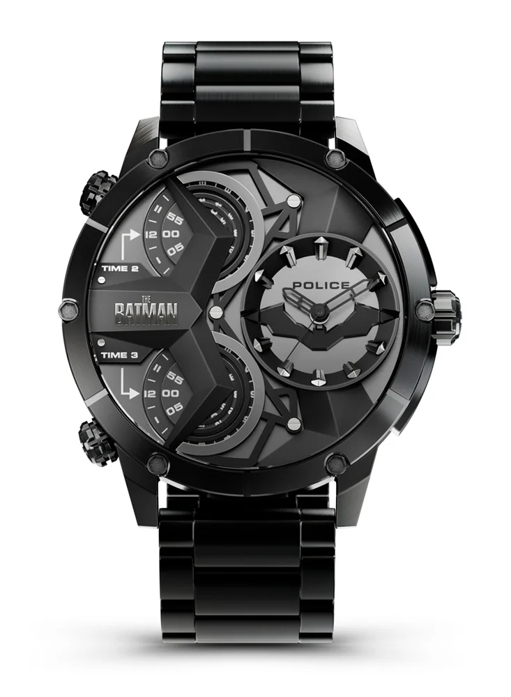 بوليس Batman Vengeance Edition Black Dial Stainless Steel Chronograph Watch for Men, 49mm
