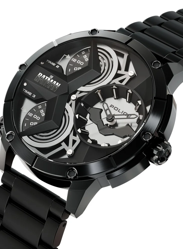 بوليس Batman Vengeance Edition Black Dial Stainless Steel Chronograph Watch for Men, 49mm