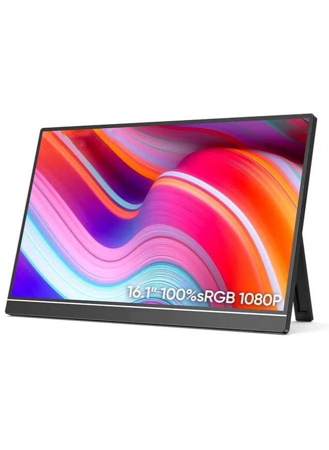 16.1" Portable Monitor, 100% sRGB FHD 1080P Kickstand Portable Laptop Monitor High Color Gamut Display IPS Eye Care Screen for High-end Office & Entertainment  - Image 1