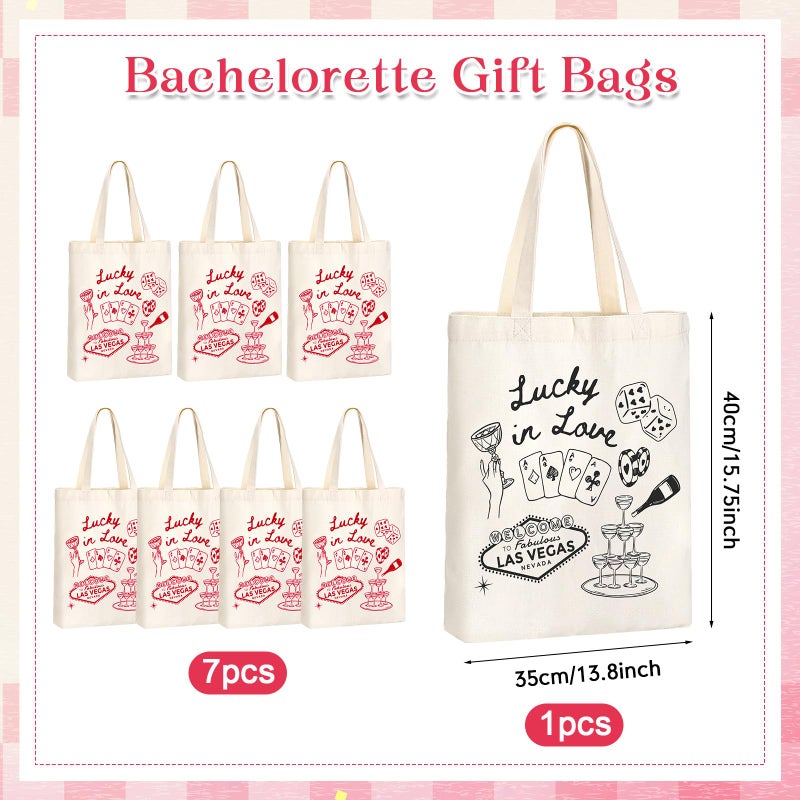 Aliceset 8 Pieces Bridesmaid Tote Bags Canvas for Bachelorette Bridesmaid Gift Bags Bridal Shower Reusable(Black,Rose Red,Lucky in Love) - Image 4