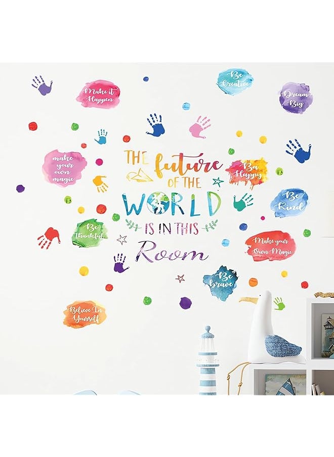 erorex Colorful Wall Stickers For Kids Kids Inspirational Quotes And Handprint Wall Decals Décor Self Adhesive Rainbow Wall Stickers Kids Wall Stickers For Classroom Library Kids Bedroom  - Image 3