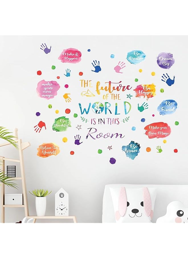 erorex Colorful Wall Stickers For Kids Kids Inspirational Quotes And Handprint Wall Decals Décor Self Adhesive Rainbow Wall Stickers Kids Wall Stickers For Classroom Library Kids Bedroom  - Image 4