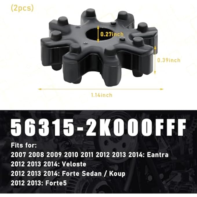 2 PCS Flexible Steering Coupler Replacement, Auto Power Steering Machine Column, 563152K000FFF Plastic Rubber Wheel, Steering Coupling Steering Column Motor Replace Accessories (2PCS) - Image 2