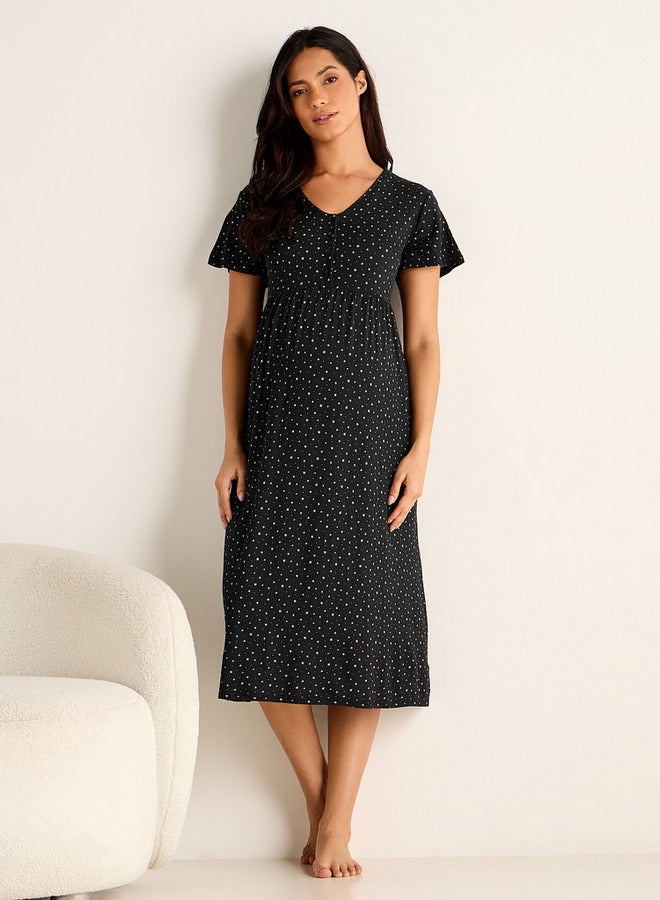 سبلاش فيڤ فستان نوم للحوامل مطبوع - Image 1