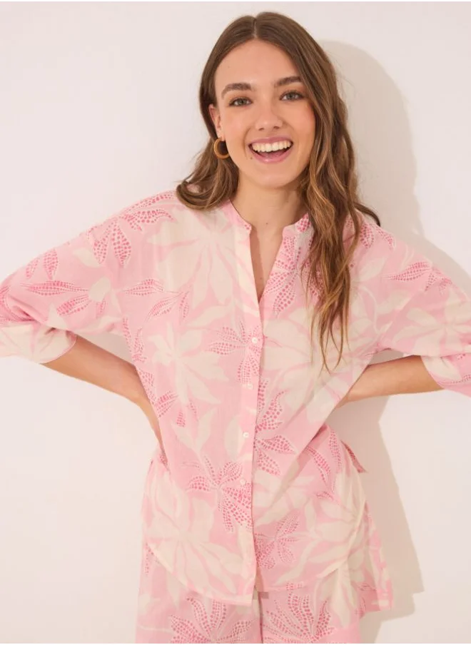 women'secret 100% cotton voile classic pyjamas with floral print
