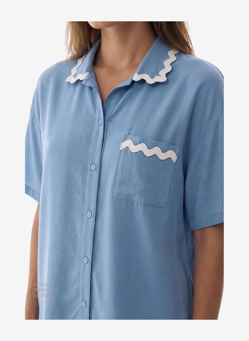 Penti Women's Blue Short Sleeve Viscose Pyjama Set with Shorts - Image 3