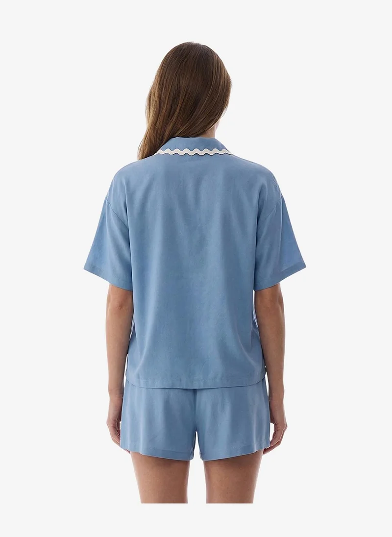 بنتي Women's Blue Short Sleeve Viscose Pyjama Set with Shorts
