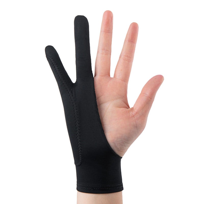 Tablet Drawing Glove M Size Premium Polyester Breathable Anti-Smudge Painting Glove - Fine Stitching Reduce Friction Two-Finger Sketching Glove for Artists - Image 3