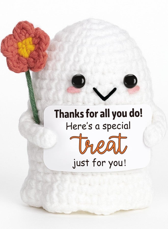 Frabaca Thank You Gift for Teacher, Nurse, Coworker, Boss, Women Friend- Positive Ghost Crochet Christmas Stocking Stuffers - Small Halloween Boo Appreciation Decor Handmade Knitted - Image 1