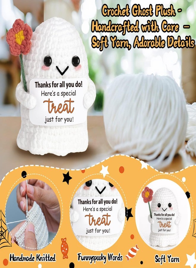 Frabaca Thank You Gift for Teacher, Nurse, Coworker, Boss, Women Friend- Positive Ghost Crochet Christmas Stocking Stuffers - Small Halloween Boo Appreciation Decor Handmade Knitted - Image 3