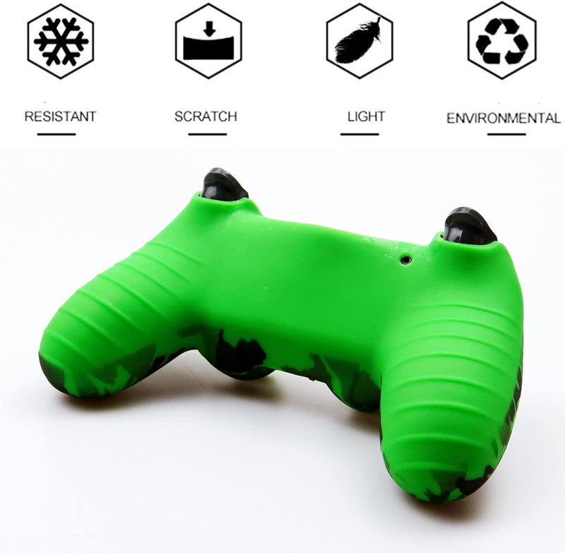 Oiokew غلاف سيليكون لجهاز تحكم PS4، 1 قطعة غطاء مقاوم للانزلاق مع 10 مقابض للأذرع لجهاز تحكم بلاي ستيشن 4/ Slim/Pro Dualshock 4 اللاسلكي (جهاز تحكم PS4 #9) - Image 3