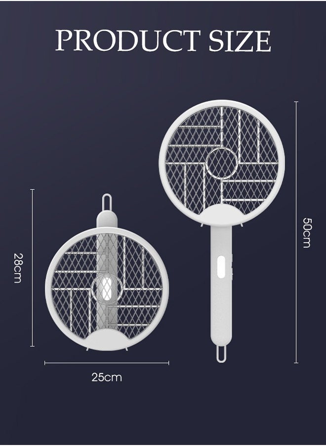 DUNISO - Electric Fly Swatter, Fully Automatic Intelligent Ultraviolet Insect Killer, Handheld Silent Fly Killer Bracket, Foldable And Hanging, Suitable For Home Bedrooms, Kitchens, And Offices，White - Image 1