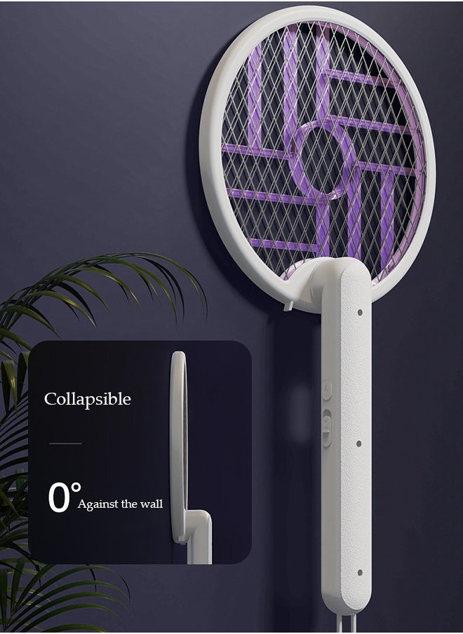 DUNISO - Electric Fly Swatter, Fully Automatic Intelligent Ultraviolet Insect Killer, Handheld Silent Fly Killer Bracket, Foldable And Hanging, Suitable For Home Bedrooms, Kitchens, And Offices，White - Image 1
