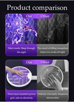 DUNISO Electric Fly Swatter, Fully Automatic Intelligent Ultraviolet Insect Killer, Handheld Silent Fly Killer Bracket, Foldable And Hanging, Suitable For Home Bedrooms, Kitchens, And Offices，White  - Image 3