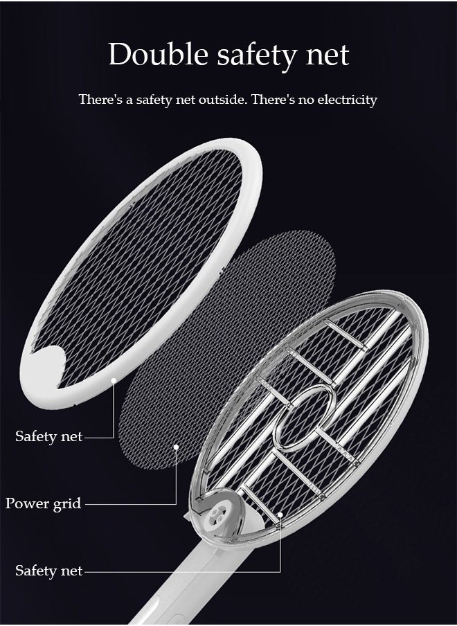 DUNISO - Electric Fly Swatter, Fully Automatic Intelligent Ultraviolet Insect Killer, Handheld Silent Fly Killer Bracket, Foldable And Hanging, Suitable For Home Bedrooms, Kitchens, And Offices，White - Image 1
