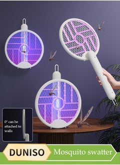 DUNISO Electric Fly Swatter, Fully Automatic Intelligent Ultraviolet Insect Killer, Handheld Silent Fly Killer Bracket, Foldable And Hanging, Suitable For Home Bedrooms, Kitchens, And Offices，White  - Image 1