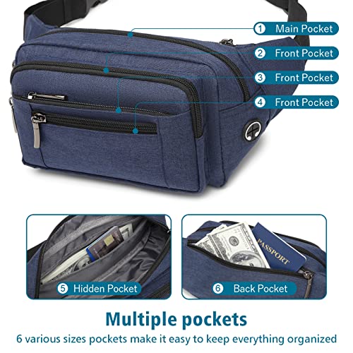 Packism Fanny Pack for Women Men - Portable Capacious Fanny Packs for Women Cross Body Durable Belt Bag Bum Bag with 6 Zipper Pockets & Adjustable Strap for Traveling, Cycling, Running, Hiking - Image 4