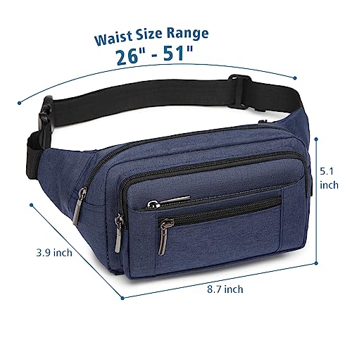 Packism Fanny Pack for Women Men - Portable Capacious Fanny Packs for Women Cross Body Durable Belt Bag Bum Bag with 6 Zipper Pockets & Adjustable Strap for Traveling, Cycling, Running, Hiking - Image 3