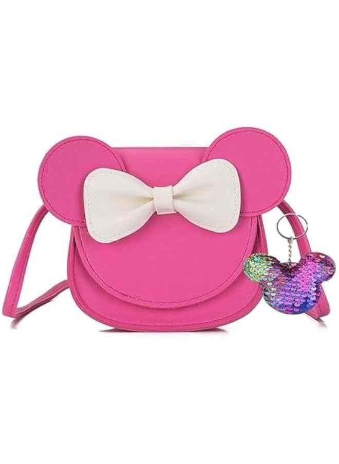 HOOKOR Little Girls Toddlers Mini Crossbody Shoulder Bag Coin Purse with Cute Mouse Ear Bowknot (Rose)  - Image 1