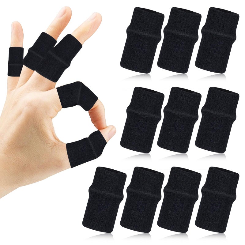 HaiFafafaing 10 Pcs Black Finger Sleeves, Breathable Finger Brace, Compression Support for Arthritis, Thumb Splint for Relief Support Protector and Reliving Pain - Image 1