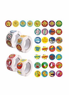 KASTWAVE Reward Stickers, 4 Roll Teacher Stickers 1 Inch School Stickers with 24 Assorted Designs, Teacher Supplies for Student Kids Classroom (Multicoloured4) 2000 Pcs  - Image 1