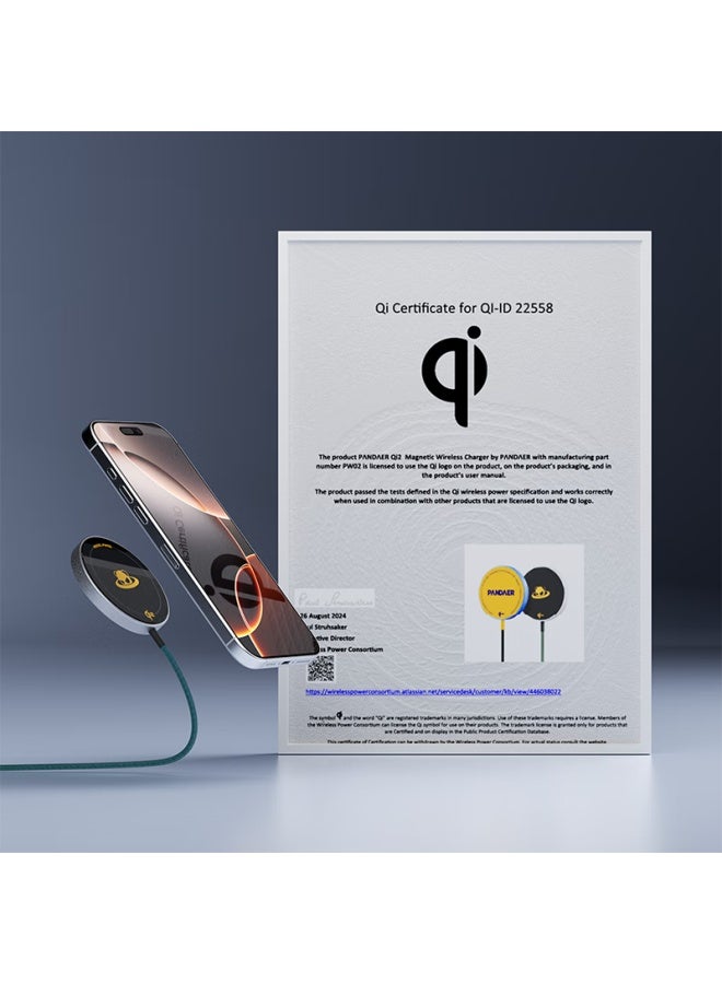 Meizu Pandaer Qi2 15w Magnetic Wireless Charger Pro Wild Qi2 Certified 15w Fast Wireless Charging Aluminum Alloy Efficient Heat Dissipation Compatible With Apple Huawei Xiaomi - Image 3
