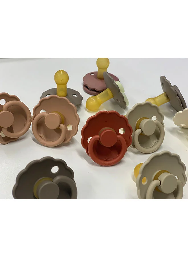FRIGG Daisy Latex Baby Pacifier, 0-6 Months, Pack of 1, Size 1 - Baked Clay