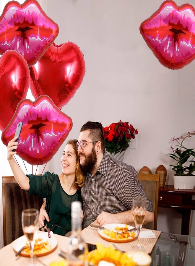 Vuzvuv 5 Packs of Large Pink Huge Red Lips Balloons Heart Ballons for Makeup Themed Party Anniversary Decor, Kiss The Miss Goodbye(30 Inch) - Image 5