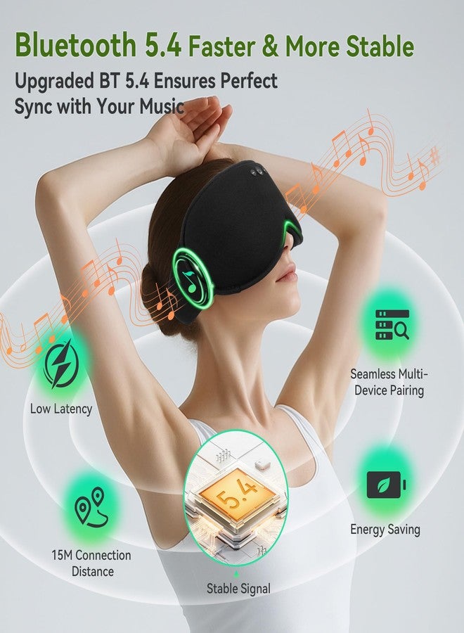 LC-dolida Bamboo Cotton Weighted Bluetooth Sleep Masks, 3D Weighted Sleep Masks with Bluetooth 5.4 Headphones, Total Blackout Bluetooth Sleep Mask for Women Men, Weight Eye Mask for Sleeping, Black - Image 5